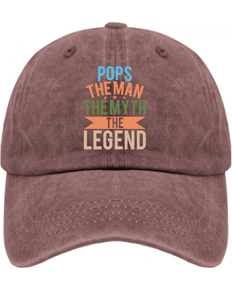 Pops The Man The Myth The Legend Caps Running Hats for Women Pigment Black Dad Hat Gifts for Grandma Cool Hats Wine Red $12.5...