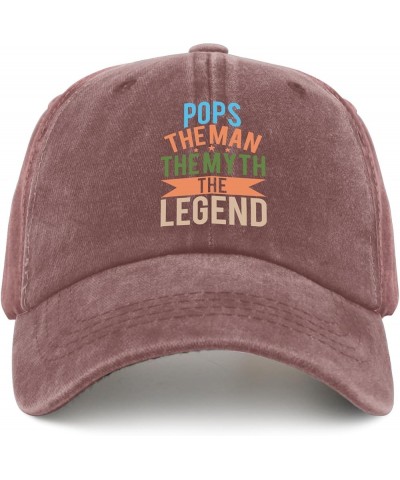 Pops The Man The Myth The Legend Caps Running Hats for Women Pigment Black Dad Hat Gifts for Grandma Cool Hats Wine Red $12.5...