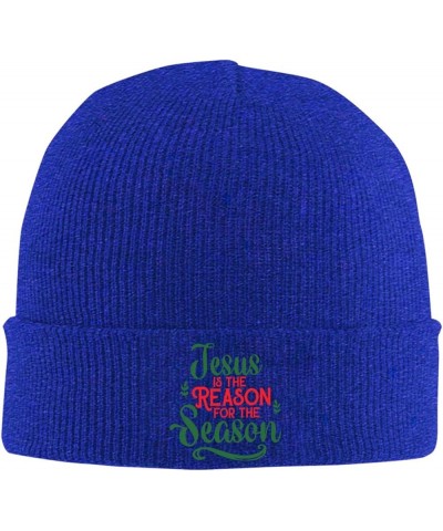 Jesus is The Reasons for The Season Beanie for Men Women Black Winter Hat Warm Knit Cuffed Beanies Blue $11.79 Skullies & Bea...