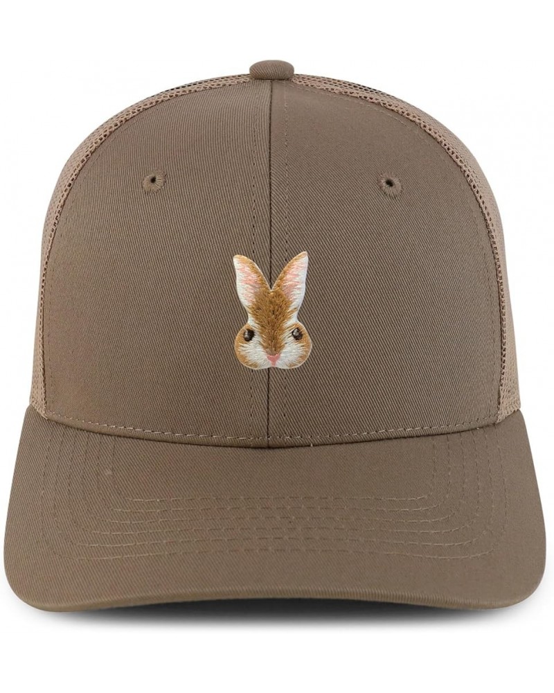 Rabbit Embroidered Patch Structured 6 Panel Mesh Back Trucker Cap Khaki $16.19 Baseball Caps