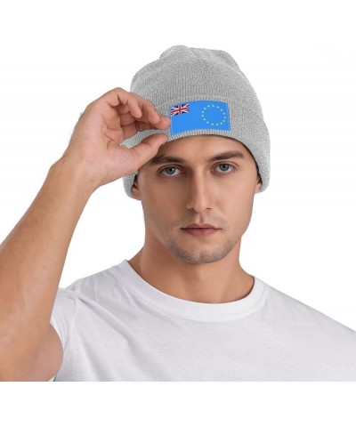 Proposed Flag of The Cook Islands (1973) Beanie Hat for Men Women Soft Cozy Skull Cap Winter Warm Knit Hats Gray $9.56 Skulli...