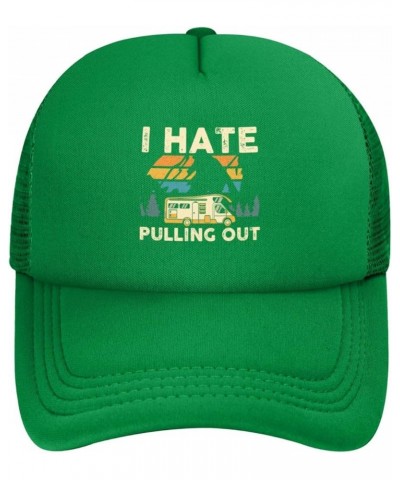 Camping I Hate Pulling Out Vintage Camper Trailer Trucker Hat Women Mesh Baseball Cap Cowboy Hat Men Dad Hat Black Green $9.9...