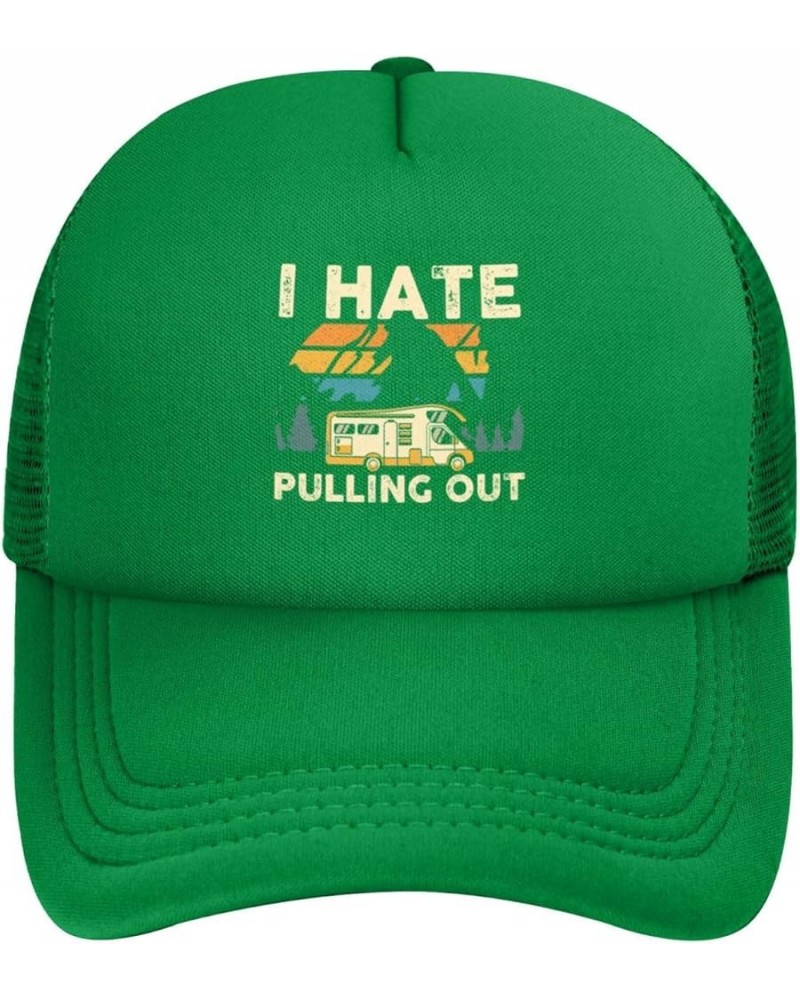 Camping I Hate Pulling Out Vintage Camper Trailer Trucker Hat Women Mesh Baseball Cap Cowboy Hat Men Dad Hat Black Green $9.9...