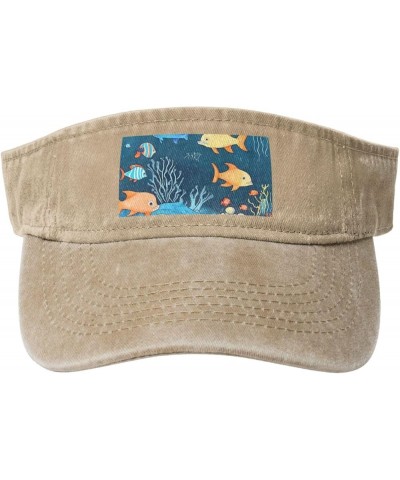 Sun Visor Hats Sunscreen Visor Cap Sport Empty Top Baseball Cap for Men Women Underwater World of Fish Cowboy Visor Caps Natu...