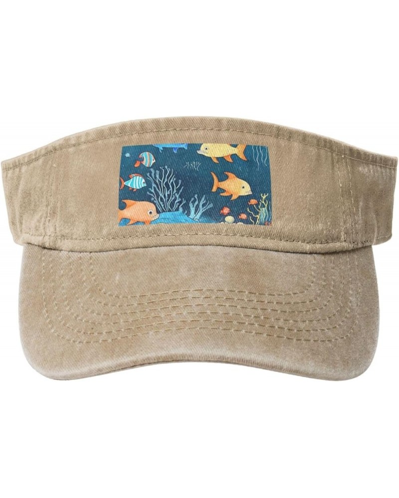 Sun Visor Hats Sunscreen Visor Cap Sport Empty Top Baseball Cap for Men Women Underwater World of Fish Cowboy Visor Caps Natu...