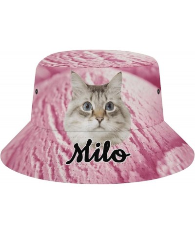 Bucket Hat Pet Cat Dog Head Portrait Name Customized Unisex Sun Caps Teens Women Men Personalized Novelty Outdoor Hats Pet Ca...