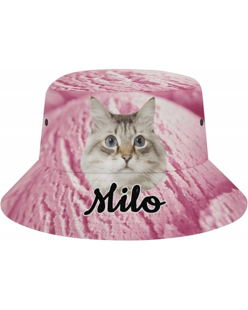 Bucket Hat Pet Cat Dog Head Portrait Name Customized Unisex Sun Caps Teens Women Men Personalized Novelty Outdoor Hats Pet Ca...