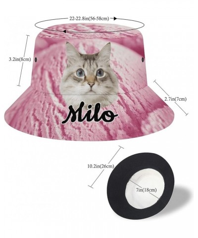 Bucket Hat Pet Cat Dog Head Portrait Name Customized Unisex Sun Caps Teens Women Men Personalized Novelty Outdoor Hats Pet Ca...