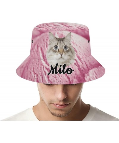 Bucket Hat Pet Cat Dog Head Portrait Name Customized Unisex Sun Caps Teens Women Men Personalized Novelty Outdoor Hats Pet Ca...