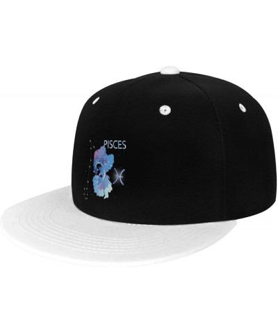 Pisces Zodiac Sign Snapback Hat for Men Women Baseball Cap Trucker Flat Bill Hats Dad Caps White $12.85 Baseball Caps