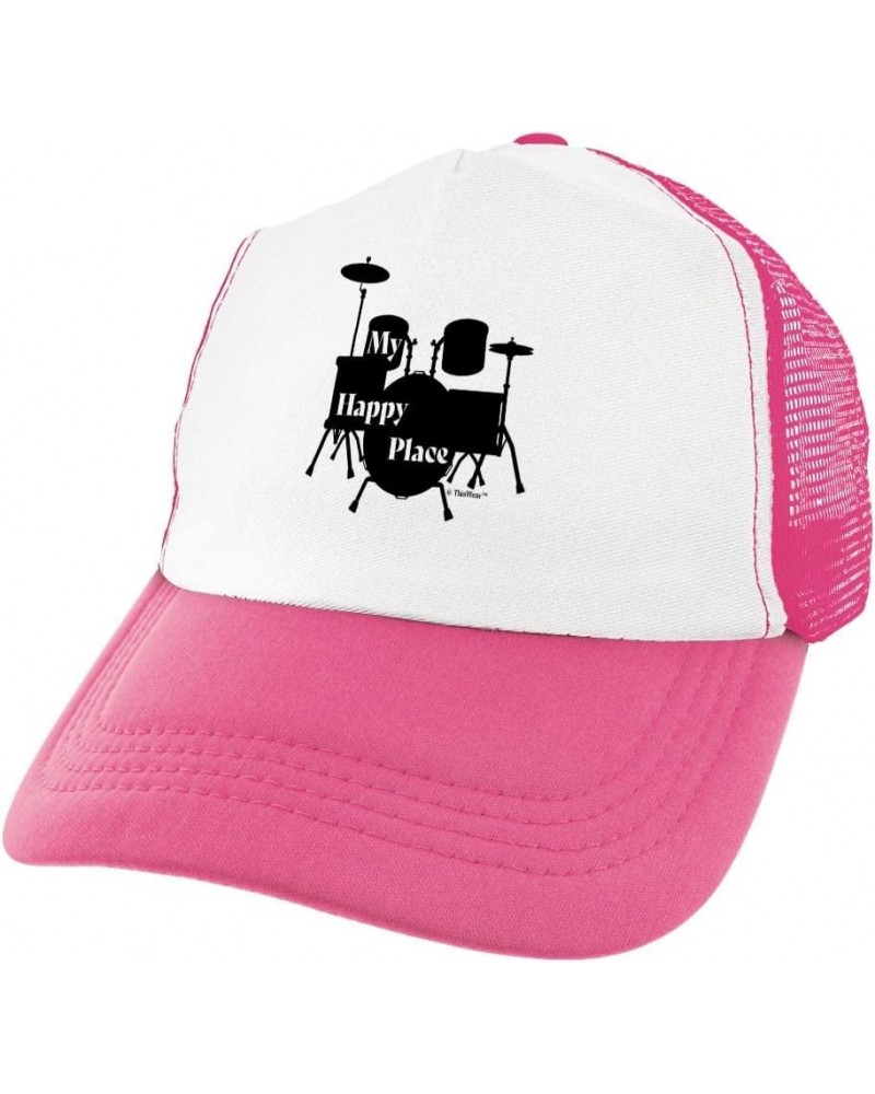 My Happy Place Drumset Trucker Hat 1 Pink $20.05 Baseball Caps