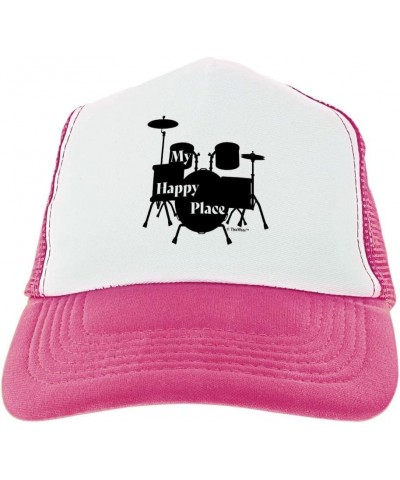 My Happy Place Drumset Trucker Hat 1 Pink $20.05 Baseball Caps