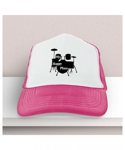 My Happy Place Drumset Trucker Hat 1 Pink $20.05 Baseball Caps