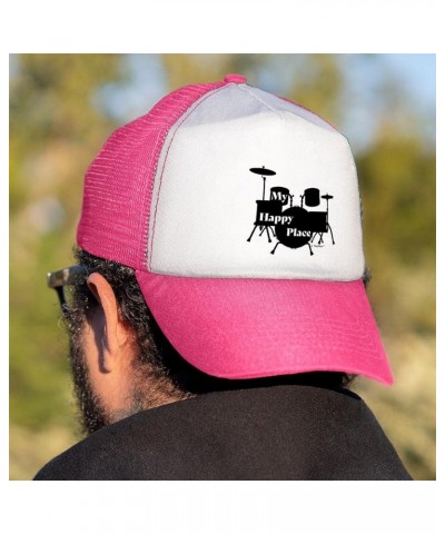 My Happy Place Drumset Trucker Hat 1 Pink $20.05 Baseball Caps