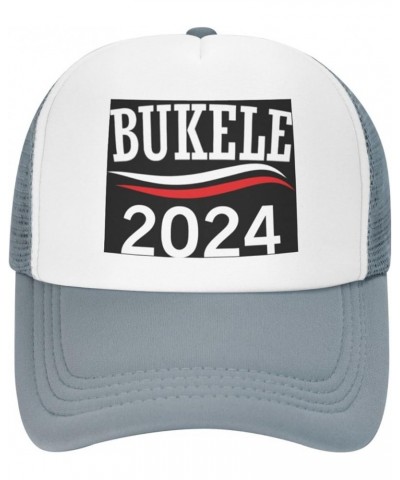 Nayib Bukele 2024 for President Gifts Trucker Hat Mesh Baseball Cap Men Ponytail Hat Adjustable Women Sun Hat Black Gray $10....