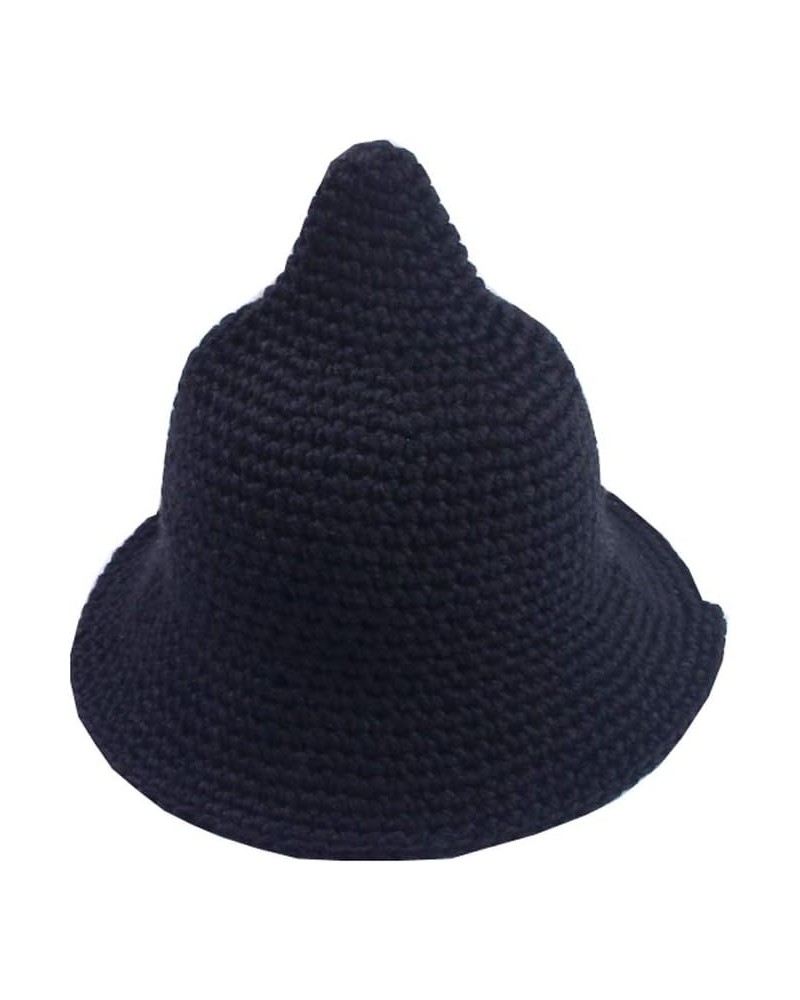 Fashionable Foldable Pointed Candy Solid Color Knit Cap and Hat Black $12.54 Skullies & Beanies