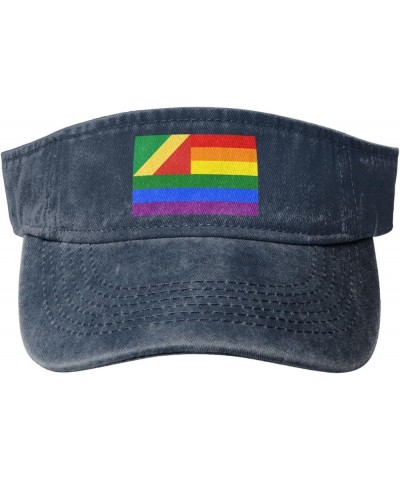 The Republic of The Congo Rainbow Flag Sun Visor Hats for Women Men Adjustable Sports Sun Hats Cotton Golf Cap Navy Blue $14....