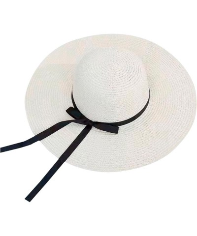 Gear Hat Brim Straw Hat Sun Floppy Wide Brim Hats Bowknot Folding Beach Cap Floppy Hats for Men White $7.79 Sun Hats