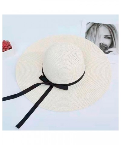 Gear Hat Brim Straw Hat Sun Floppy Wide Brim Hats Bowknot Folding Beach Cap Floppy Hats for Men White $7.79 Sun Hats