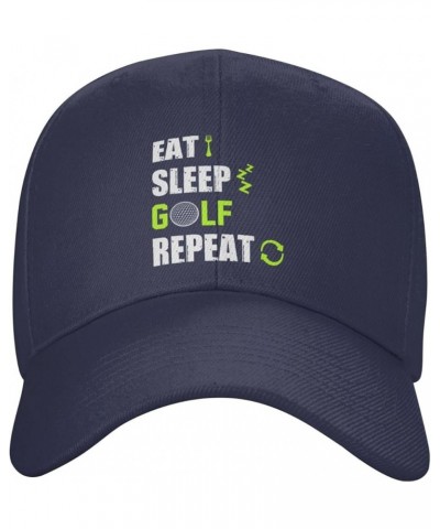 Eat Sleep Golf Repeat Baseball Caps for Men Women Hat Adjustable Cap Trucker Hats Dad Cap Navy Blue $10.32 Baseball Caps