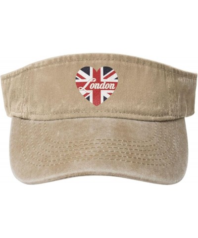 London British Flag Heart United Kingdom Cute Sports Sun Visor Hat for Men Women,Empty Top Sun Hats,Black Natural $11.12 Visors