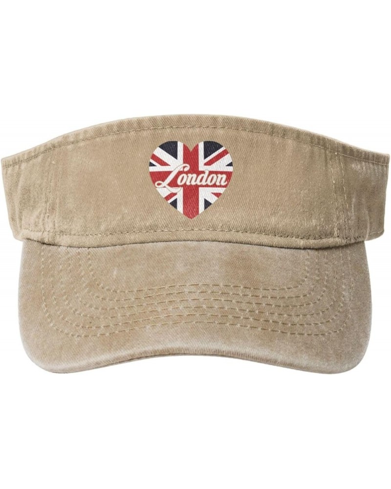 London British Flag Heart United Kingdom Cute Sports Sun Visor Hat for Men Women,Empty Top Sun Hats,Black Natural $11.12 Visors