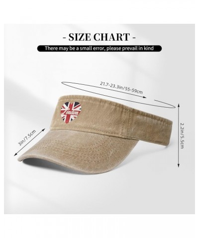 London British Flag Heart United Kingdom Cute Sports Sun Visor Hat for Men Women,Empty Top Sun Hats,Black Natural $11.12 Visors