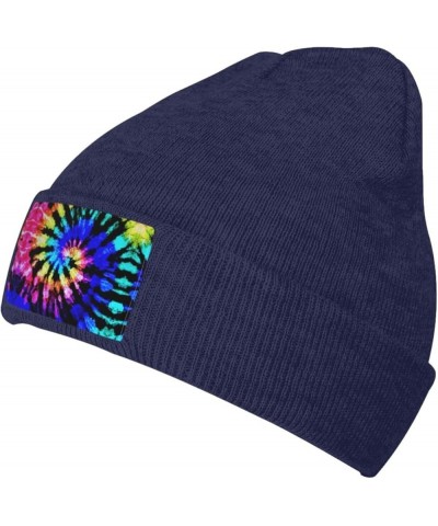 Tie Dye Print Unisex Lightweight Knit Hat Cap Multifunctional Beanie for Travel, Hiking,Skiing Navy Blue $10.30 Skullies & Be...