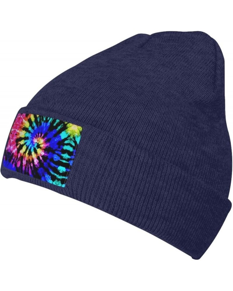 Tie Dye Print Unisex Lightweight Knit Hat Cap Multifunctional Beanie for Travel, Hiking,Skiing Navy Blue $10.30 Skullies & Be...