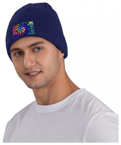 Tie Dye Print Unisex Lightweight Knit Hat Cap Multifunctional Beanie for Travel, Hiking,Skiing Navy Blue $10.30 Skullies & Be...