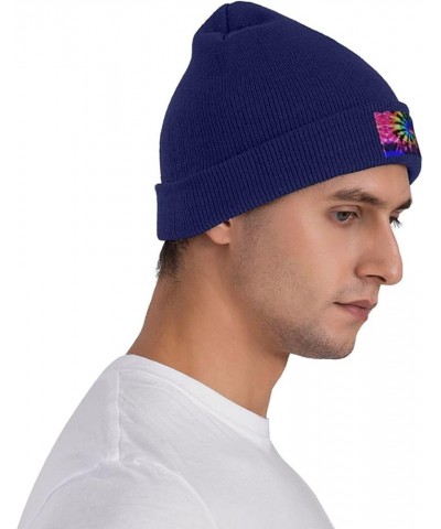 Tie Dye Print Unisex Lightweight Knit Hat Cap Multifunctional Beanie for Travel, Hiking,Skiing Navy Blue $10.30 Skullies & Be...