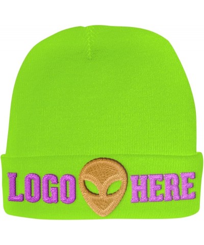 Port & Company CP90L Beanie - Ultra Quality - Add Any Photograph Design Image and Text - Personalized Beanie Neon Green $17.7...