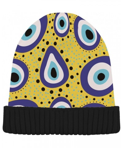 Beanie Hat for Women Men, Slouchy Skully Caps One Size Fits All Warm Soft for Cold Weather-Abstract Blue Evil Eye $12.09 Skul...