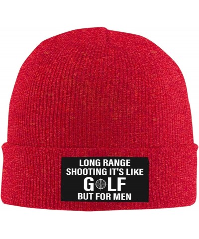 Long Ranges Shooting It's Like Golf But for Men Cuffed Beanie Hat Funny Winter Knit Elastic Acrylic Beanie Unisex Red $11.13 ...