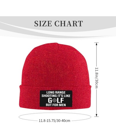 Long Ranges Shooting It's Like Golf But for Men Cuffed Beanie Hat Funny Winter Knit Elastic Acrylic Beanie Unisex Red $11.13 ...