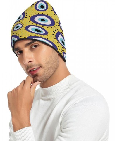 Beanie Hat for Women Men, Slouchy Skully Caps One Size Fits All Warm Soft for Cold Weather-Abstract Blue Evil Eye $12.09 Skul...