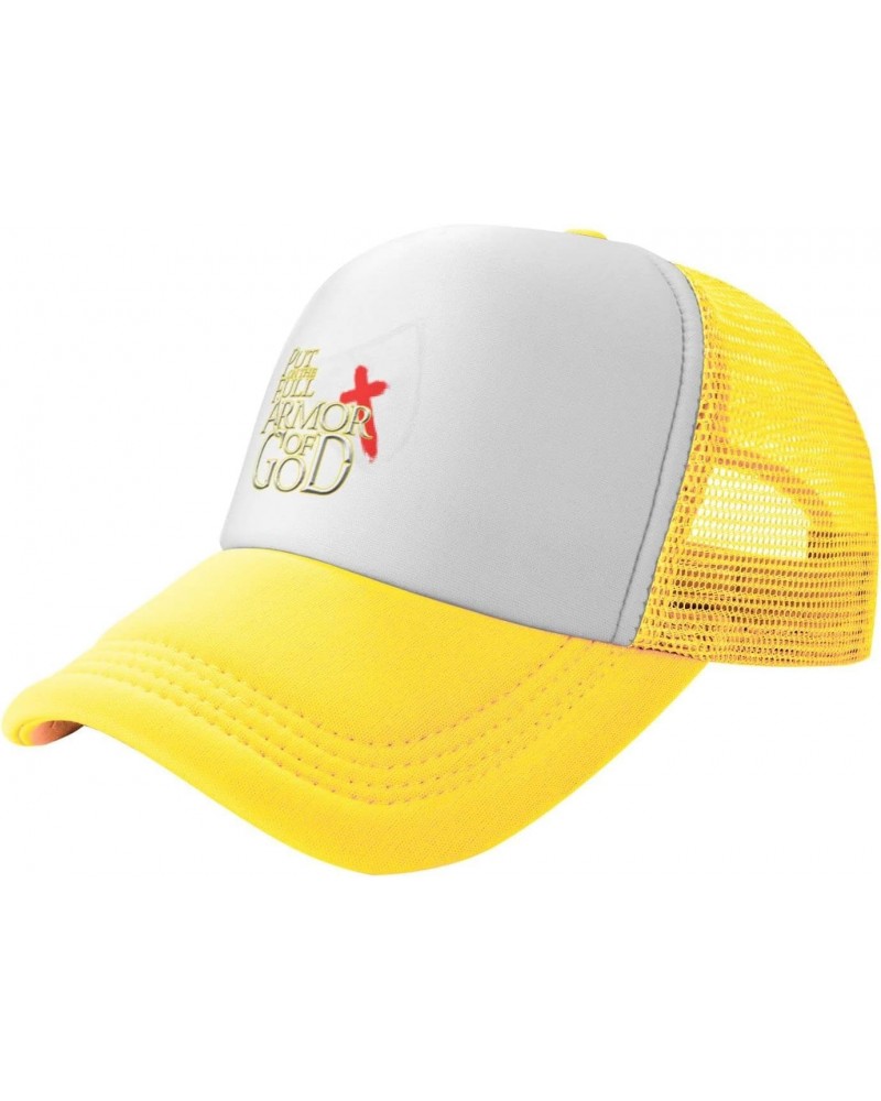 Put On The Full Armor of God Christian Religious Baseball Hats for Men Adjustable Gift for Women Trucker Cap Yellow $11.45 Ba...