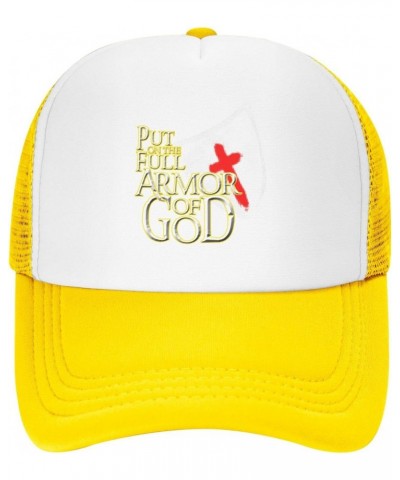 Put On The Full Armor of God Christian Religious Baseball Hats for Men Adjustable Gift for Women Trucker Cap Yellow $11.45 Ba...