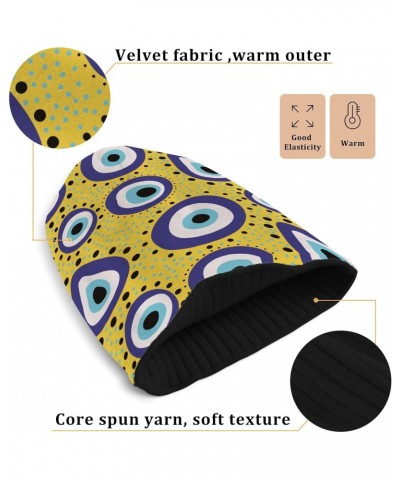 Beanie Hat for Women Men, Slouchy Skully Caps One Size Fits All Warm Soft for Cold Weather-Abstract Blue Evil Eye $12.09 Skul...