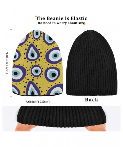 Beanie Hat for Women Men, Slouchy Skully Caps One Size Fits All Warm Soft for Cold Weather-Abstract Blue Evil Eye $12.09 Skul...