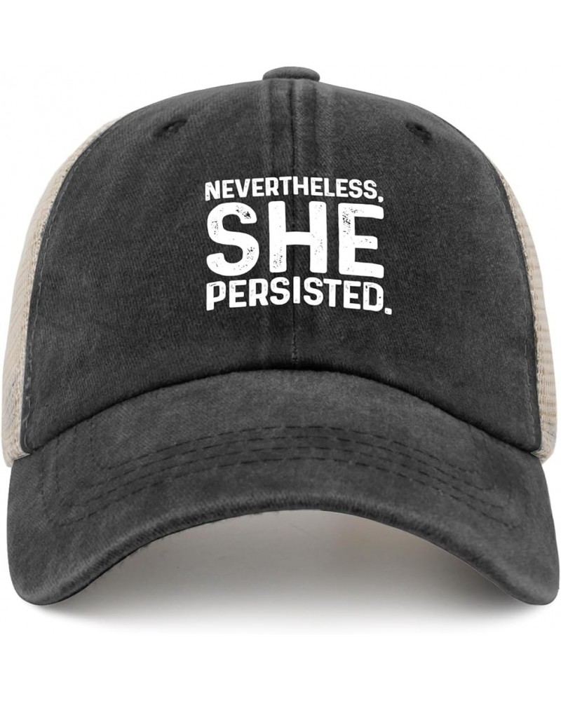 Nevertheless she Persisted Trucker hat Outdoor hat AllBlack Hats for Women Gifts for Boyfriends Golf Hat Allblack $11.59 Sun ...