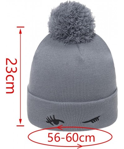 Knitted Hat Thickened Winter Hat Blinking Embroidery Women's Warm Hats Skull Cap Fox Ear Embroidered Pullover Hat White $12.4...