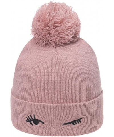 Knitted Hat Thickened Winter Hat Blinking Embroidery Women's Warm Hats Skull Cap Fox Ear Embroidered Pullover Hat White $12.4...