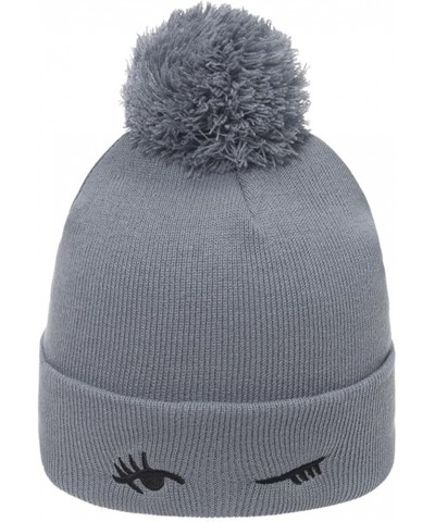 Knitted Hat Thickened Winter Hat Blinking Embroidery Women's Warm Hats Skull Cap Fox Ear Embroidered Pullover Hat White $12.4...