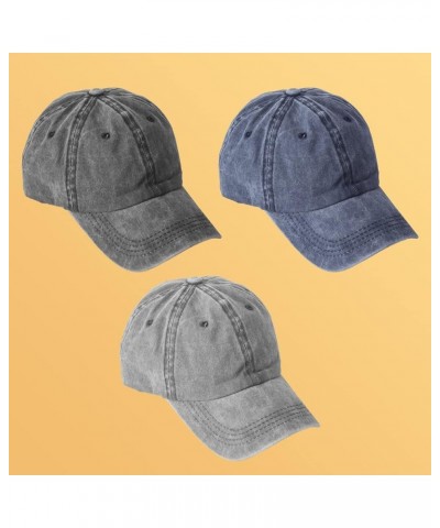 3 Pack Washed Plain Baseball Cap, Retro Adjustable Dad Hats Gift for Men/Women,Unstructured/Cotton Black+gray+navy $10.25 Bas...