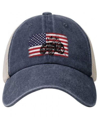 Vintage Flag Tractor Baseball Cap for Women Mens Hats Retro Mesh Caps Dad Hat Navy Blue $10.97 Baseball Caps