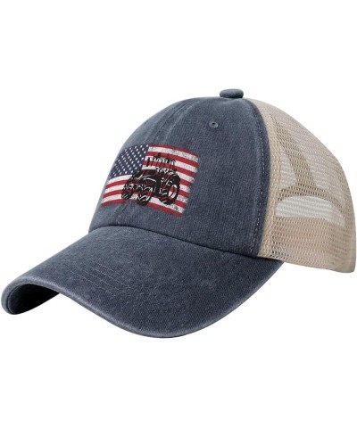 Vintage Flag Tractor Baseball Cap for Women Mens Hats Retro Mesh Caps Dad Hat Navy Blue $10.97 Baseball Caps