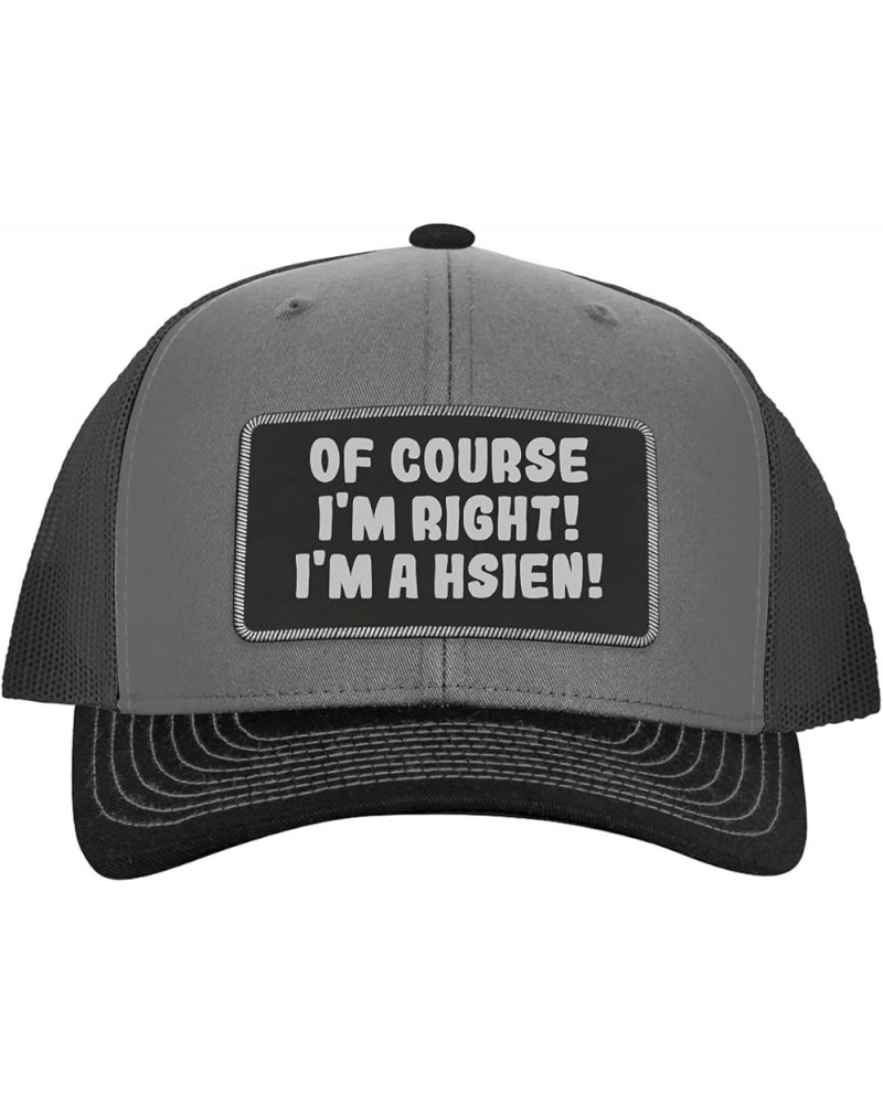 of Course I'm Right! I'm A Hsien! - Leather Black Patch Engraved Trucker Hat Grey/steel $14.58 Baseball Caps