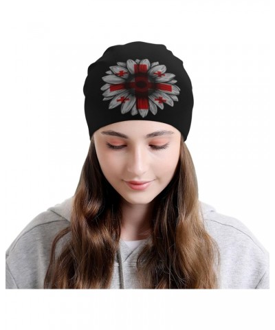 Vintage Sunflower Georgia Flag Chic Knit Beanies: Cozy Skull Caps for Winter Warmth at Home & Outdoors!10 Black $13.27 Skulli...