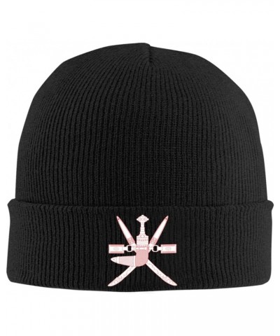 Knitted Hat National Emblem of Oman Beanie Cap Cold Weather Hat Warm Winter Hats Brimless Caps Black $9.64 Skullies & Beanies